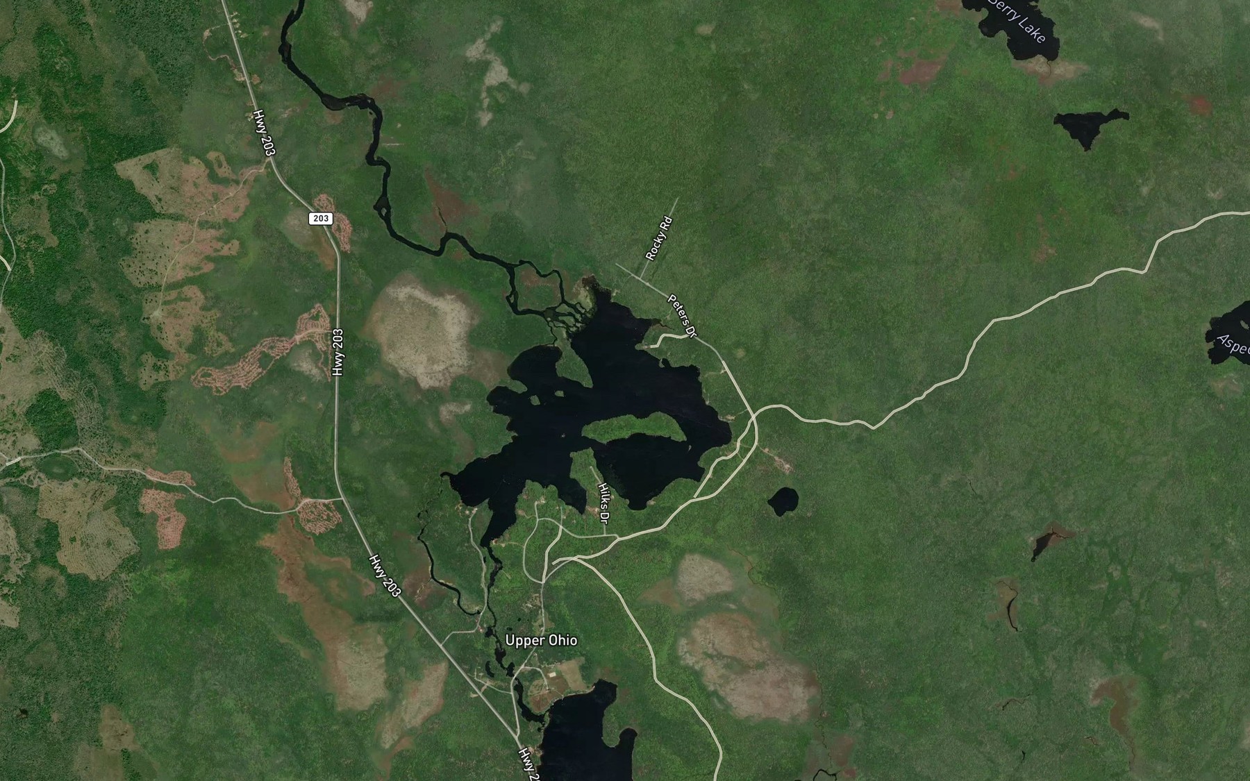Satellite map of the Back Lake