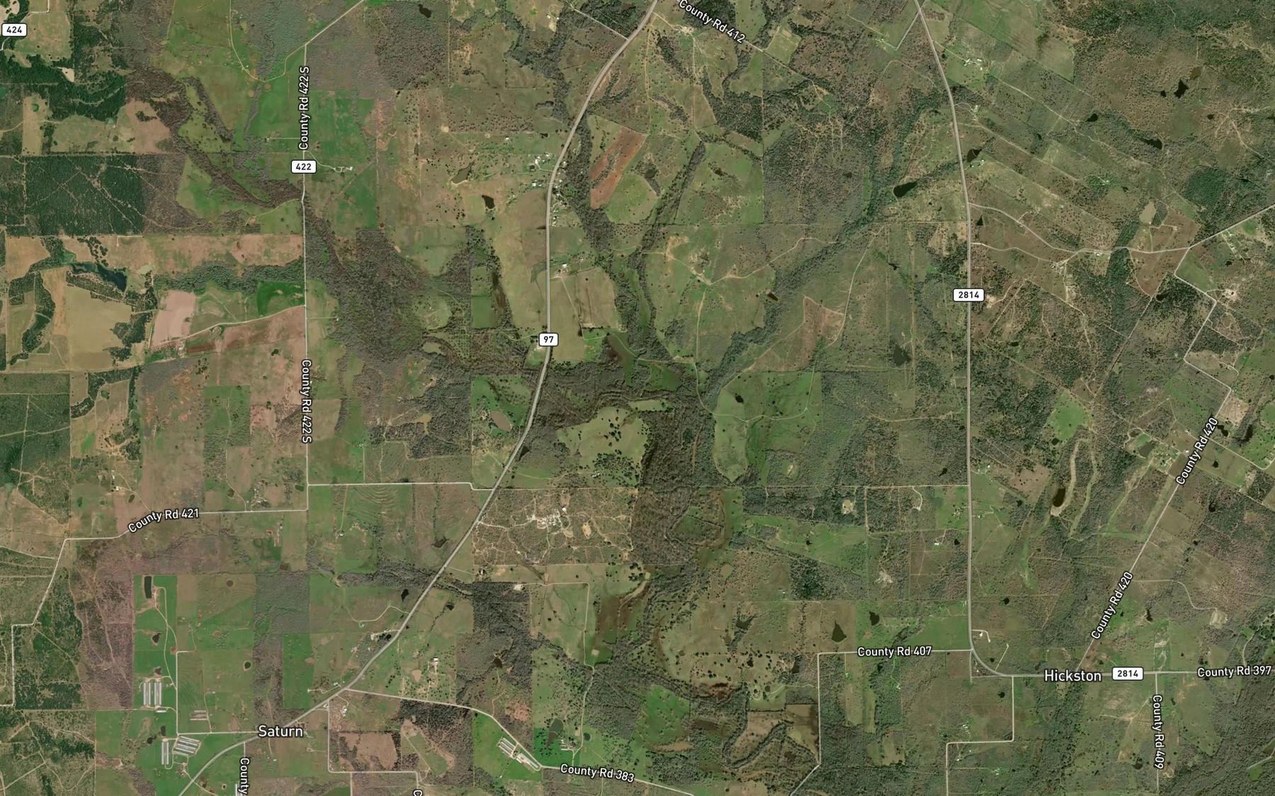Satellite map of the Pecan Creek