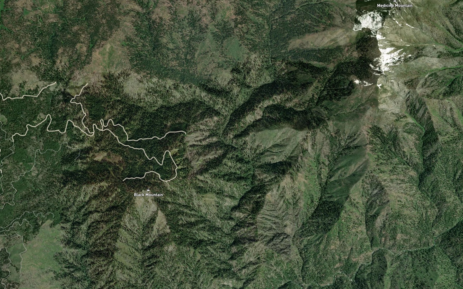 Satellite map of the Yellow Jacket Creek