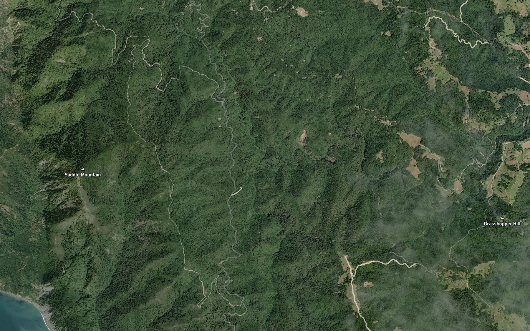 Satellite map of the South Fork Bear Creek