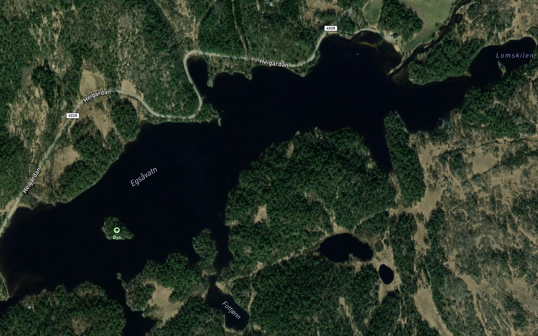 Satellite map of the Eksavatnet