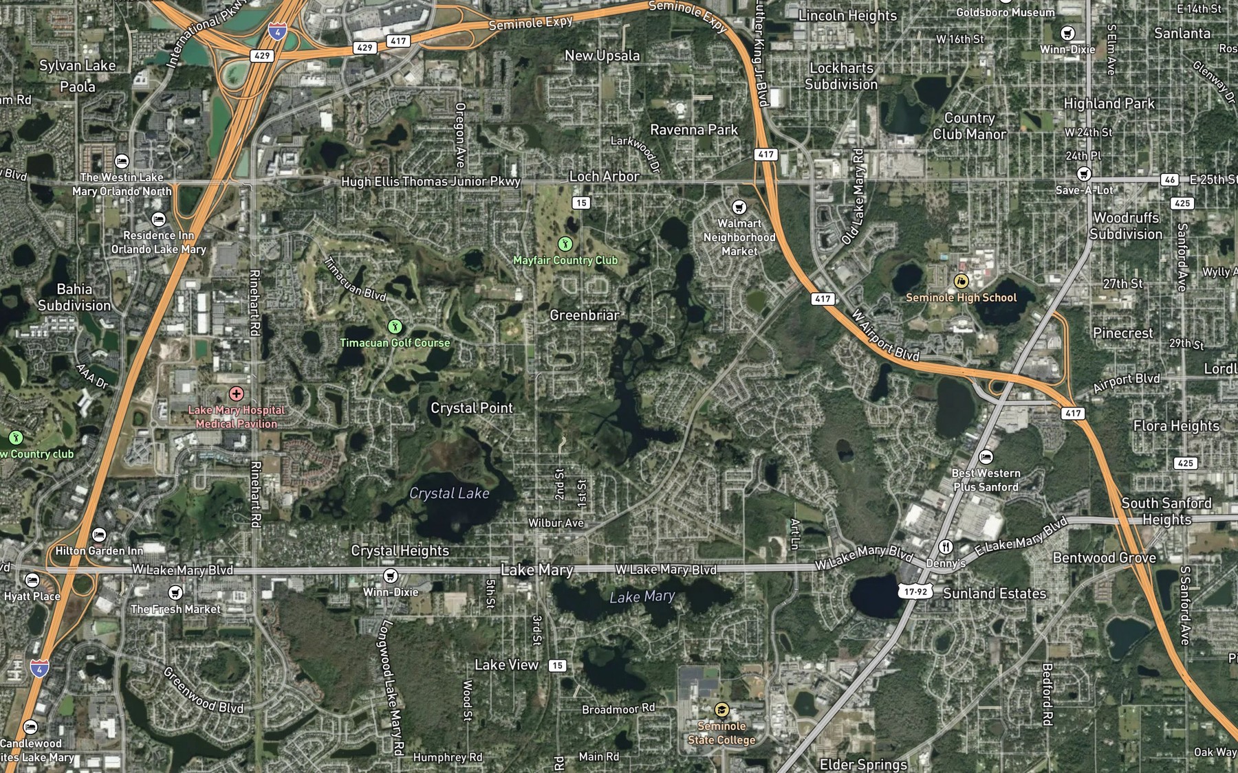 Satellite map of the Crystal Lake