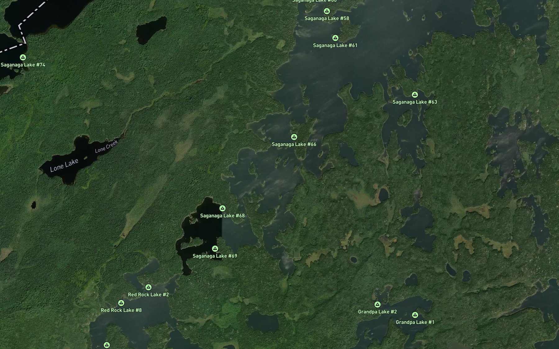 Satellite map of the Red Rock Bay