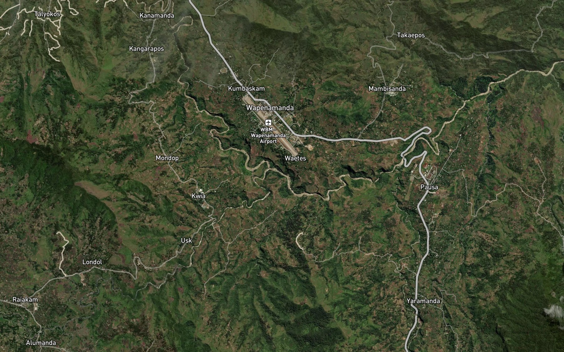 Satellite map of the Tare River