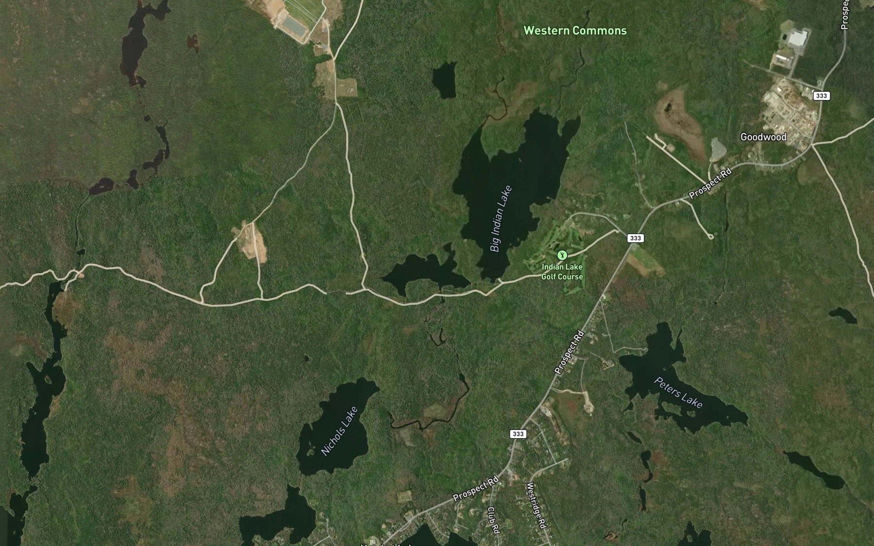 Satellite map of the Little Indian Lake