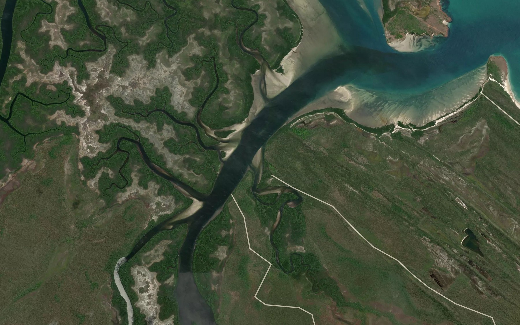 Satellite map of the Escape River