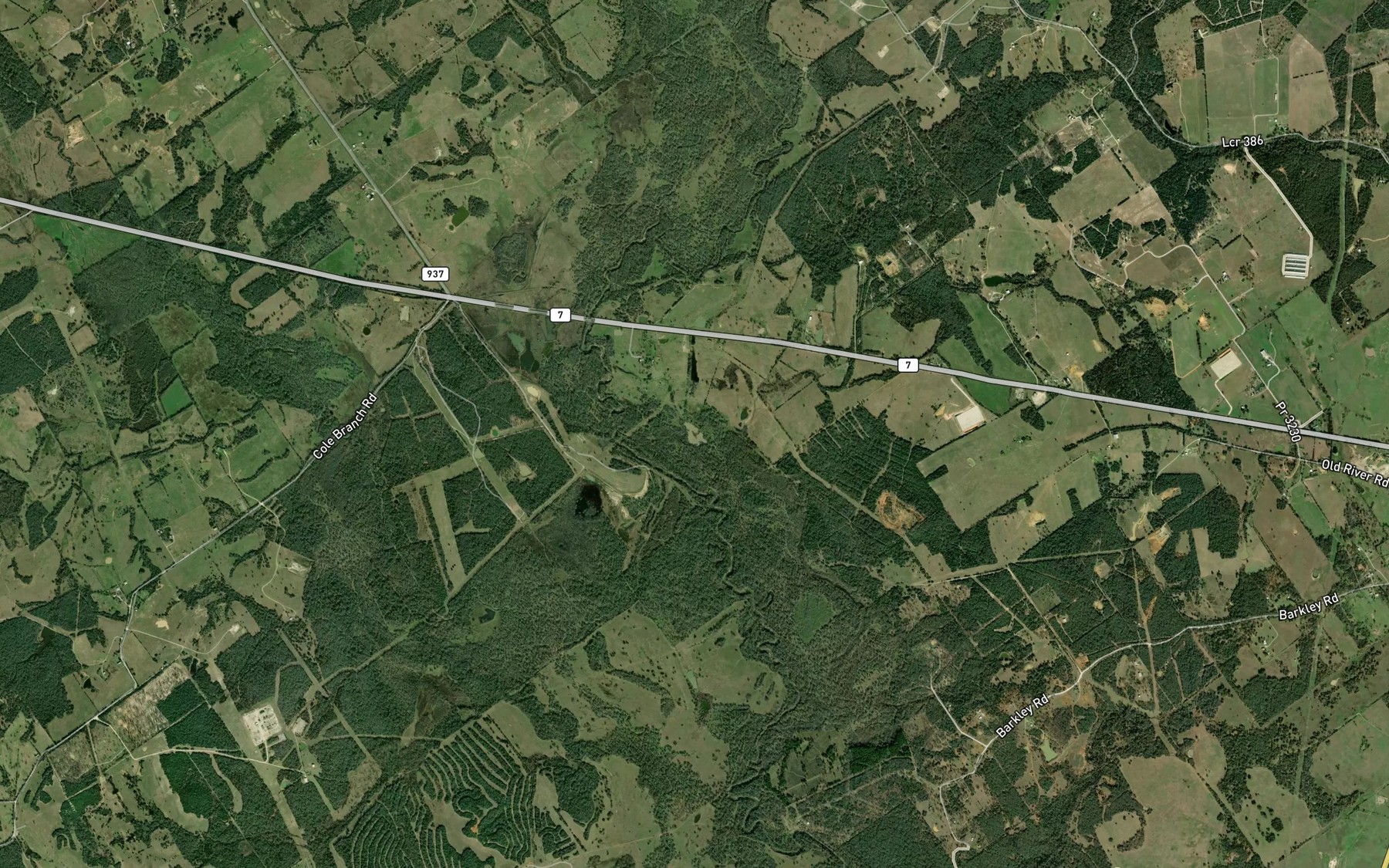 Satellite map of the Brushy Lake