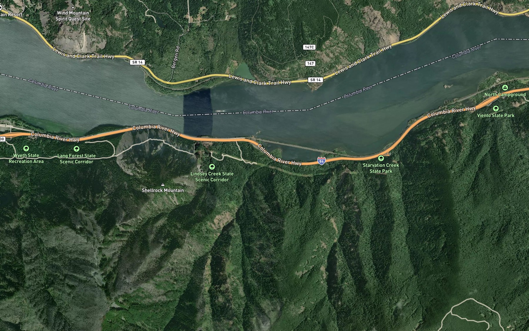 Satellite map of the Summit Creek