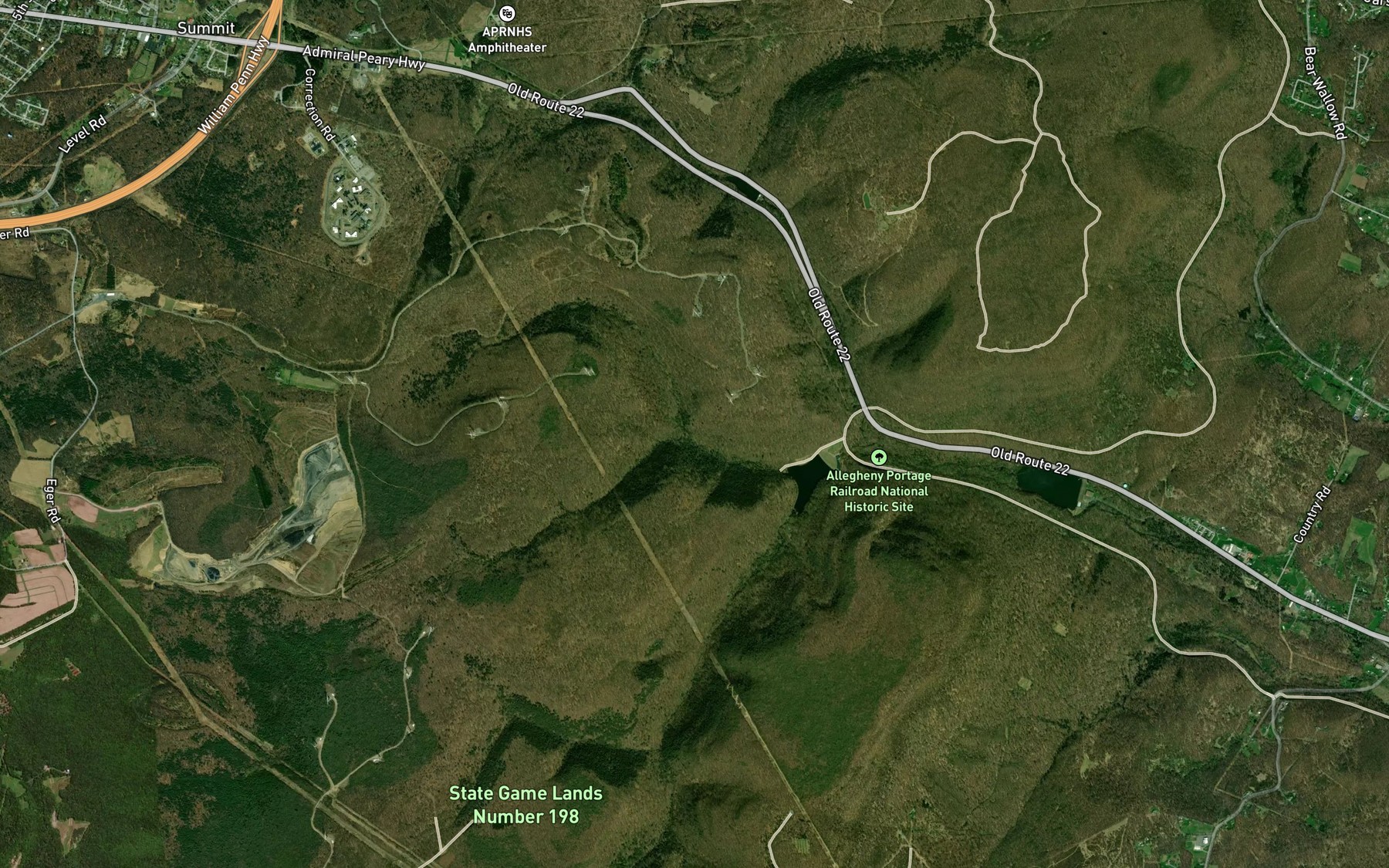 Satellite map of the Redlick Run