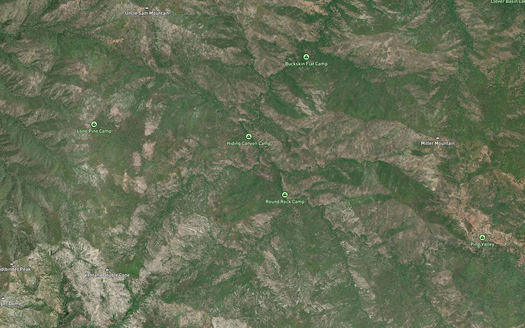 Satellite map of the Ventana Mesa Creek