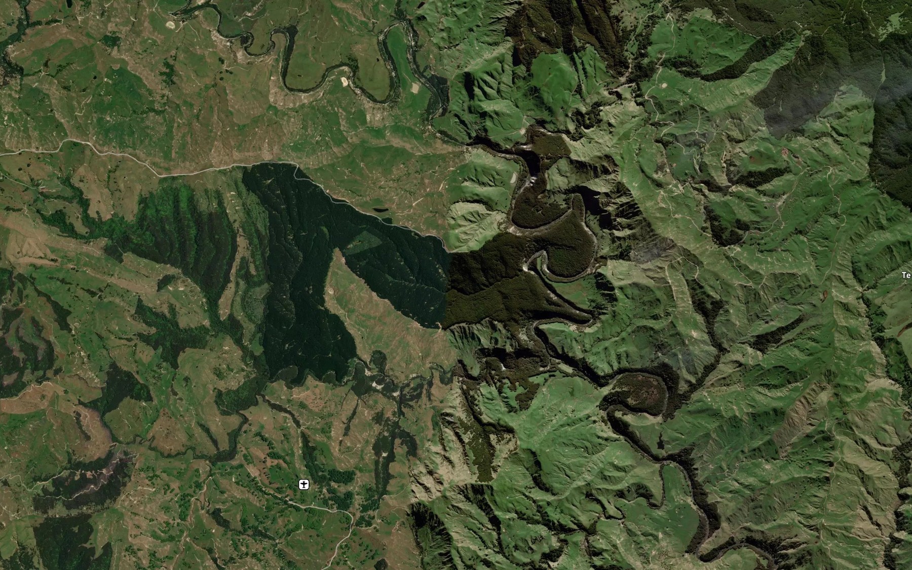 Satellite map of the Mangakapua Stream