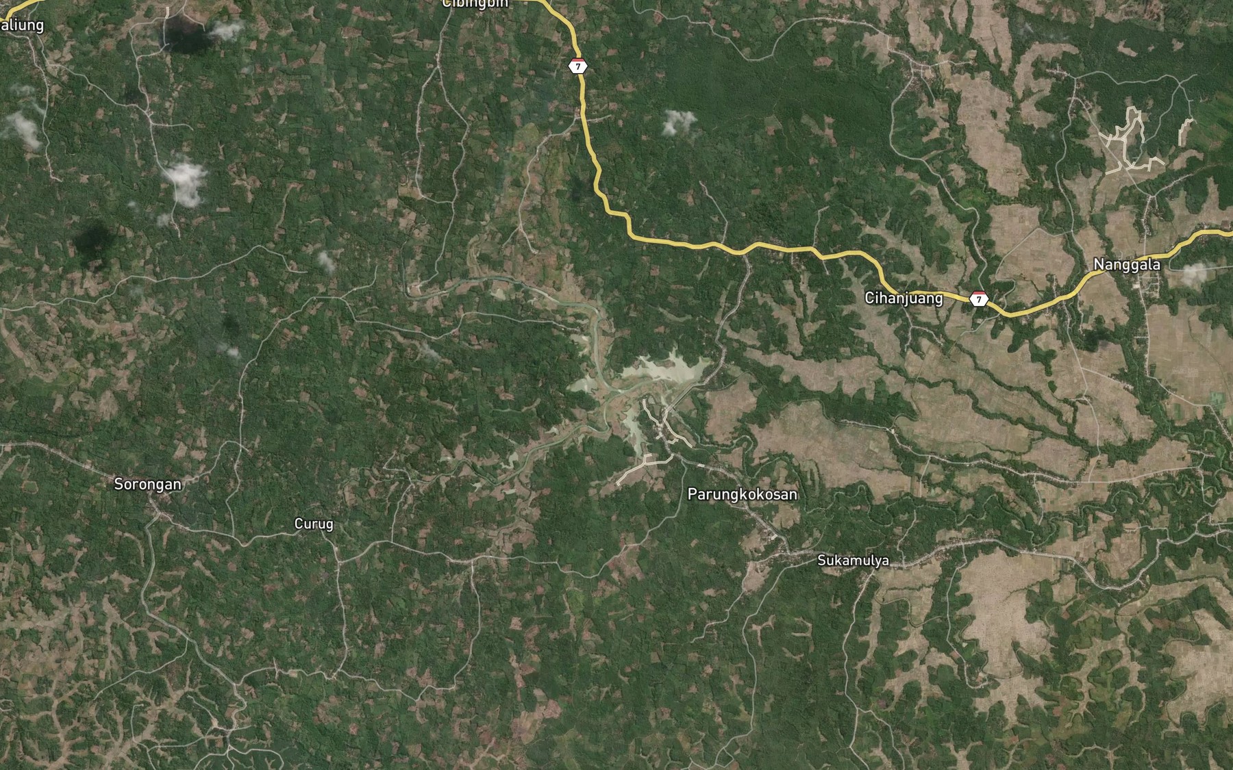 Satellite map of the Bendung Cibaliung