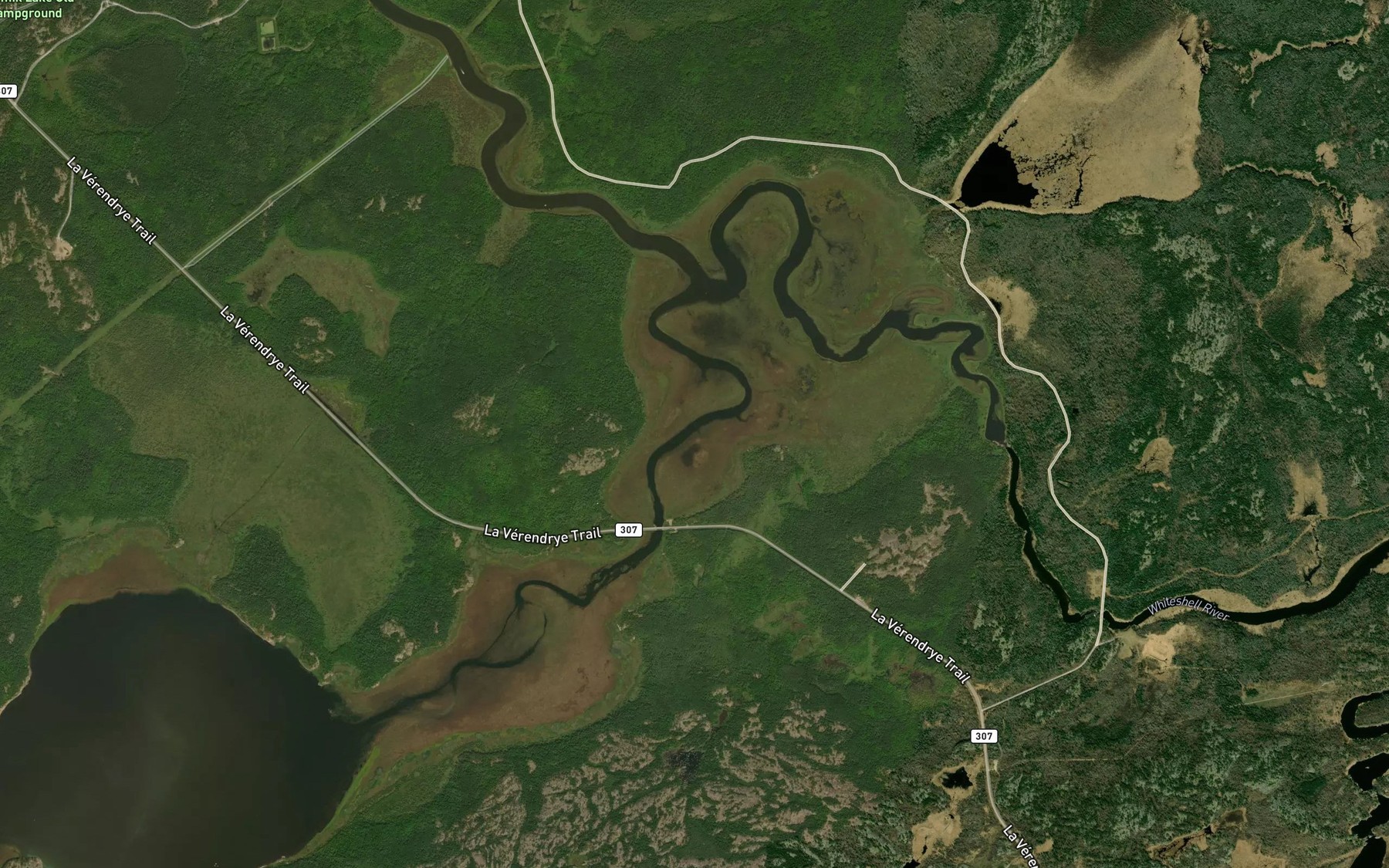 Satellite map of the Rennie River