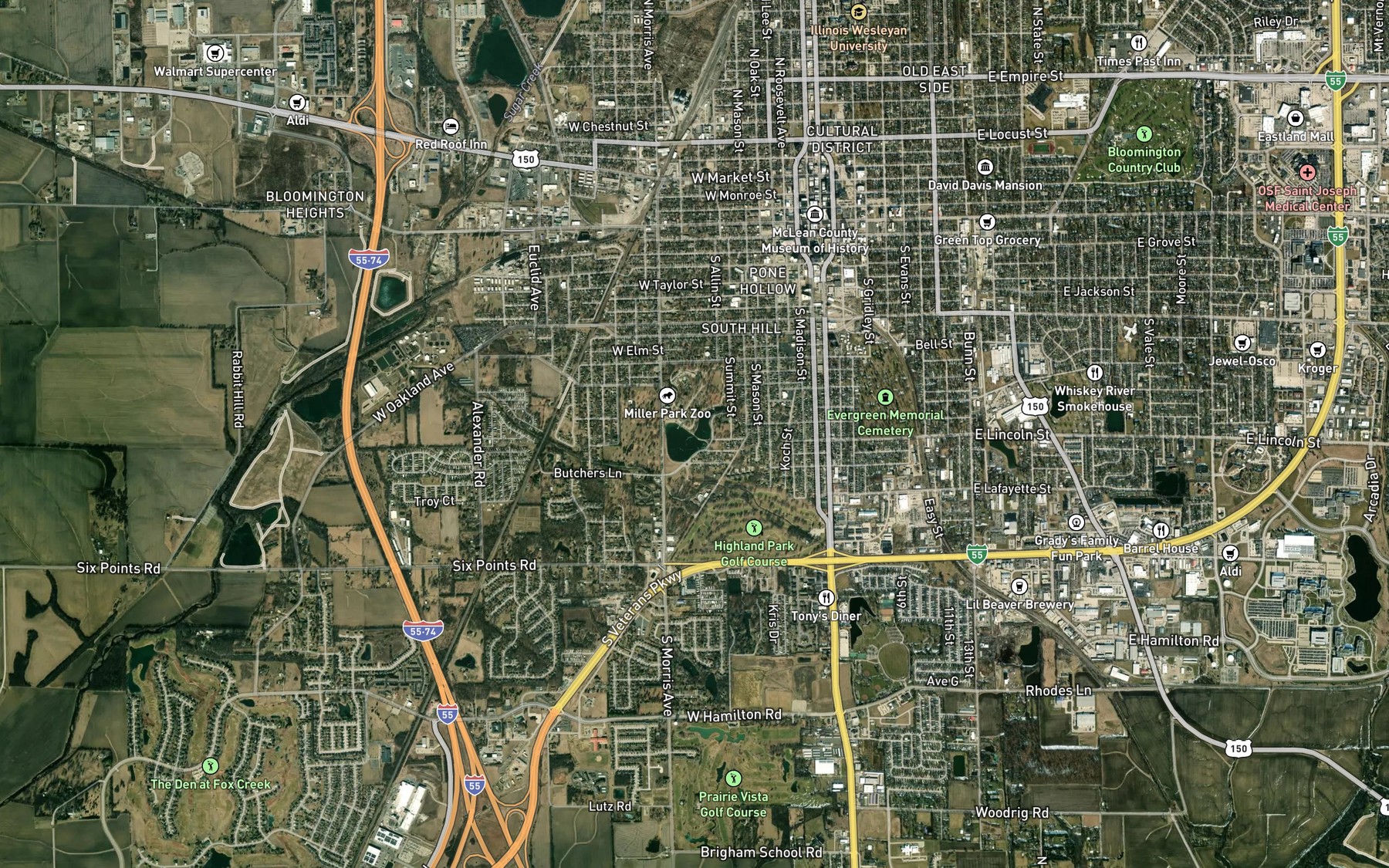 Satellite map of the Friendship Bridge