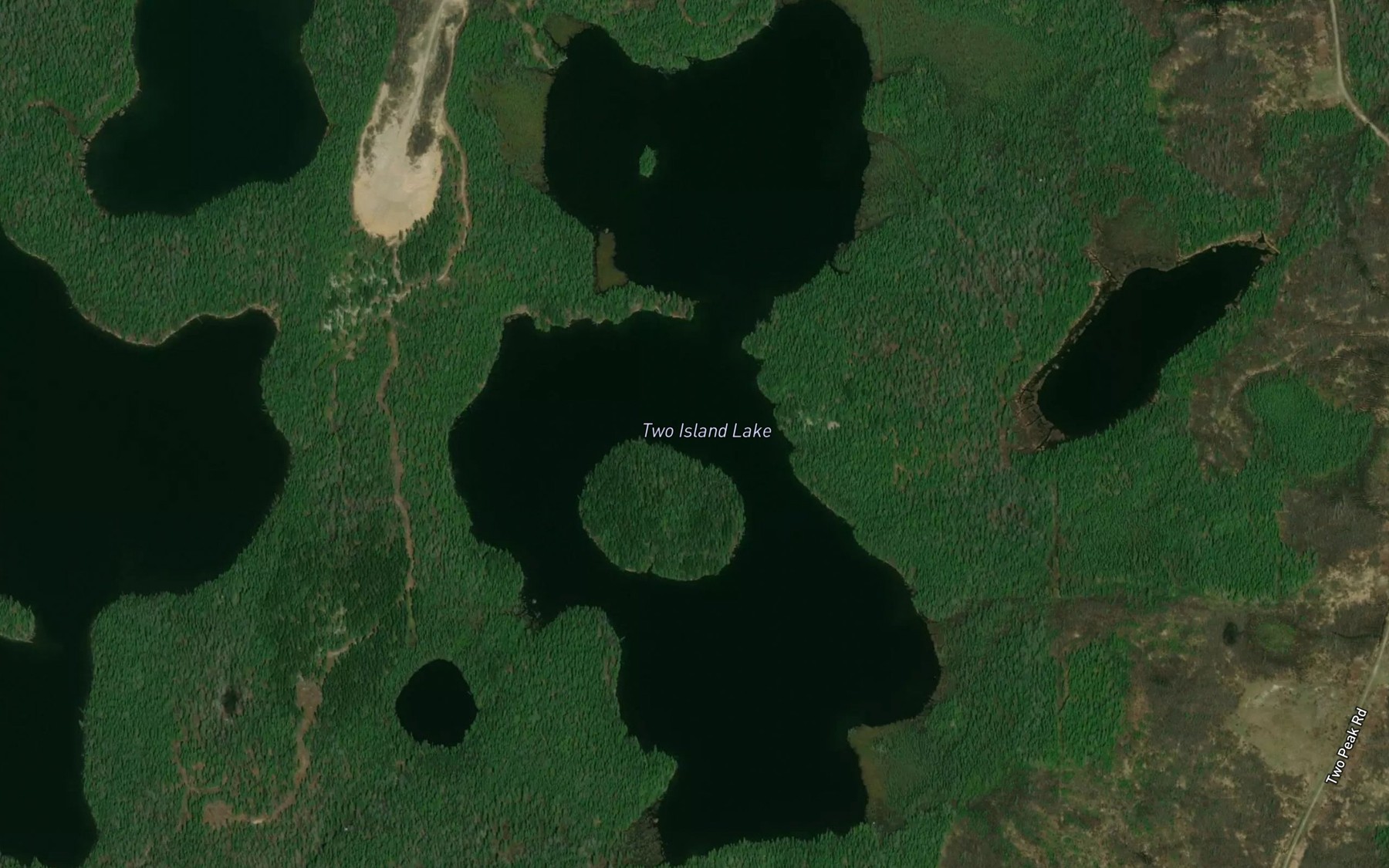 Satellite map of the Two Island Lake