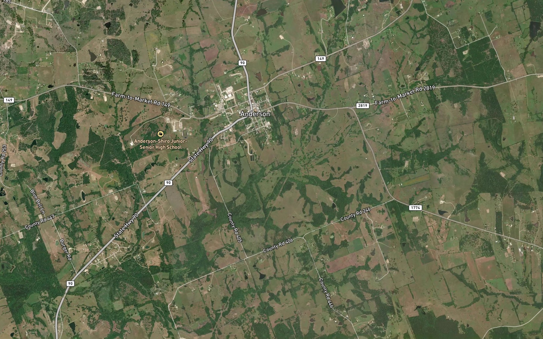 Satellite map of the Nebletts Creek