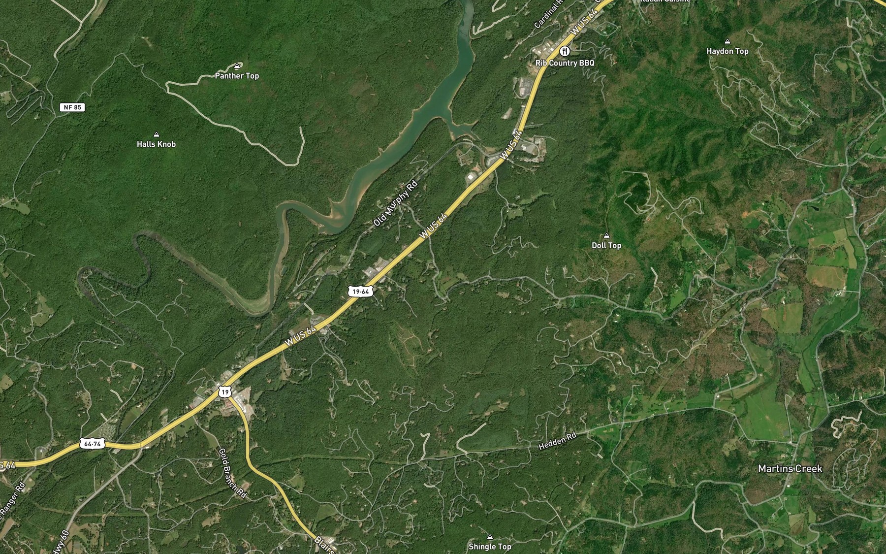 Satellite map of the Lindsey Branch