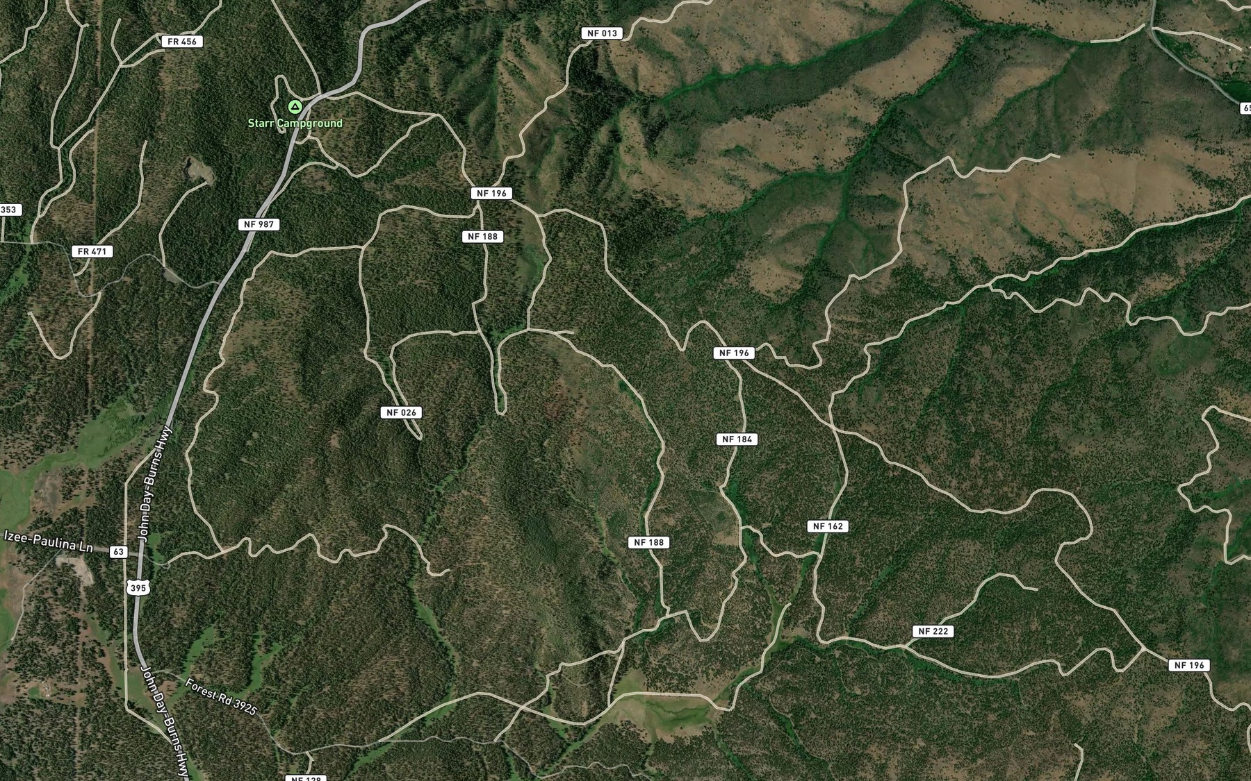 Satellite map of the Van Aspen Spring