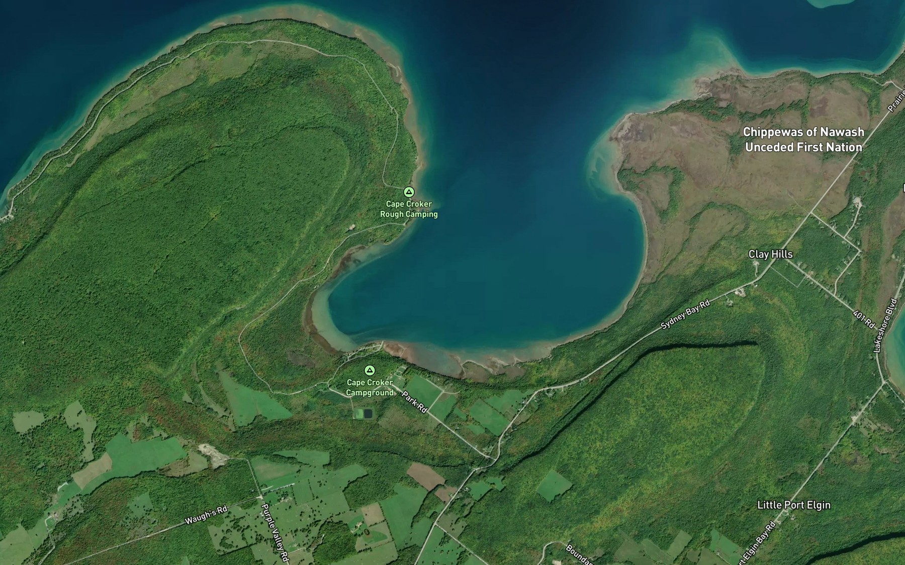 Satellite map of the Sydney Bay