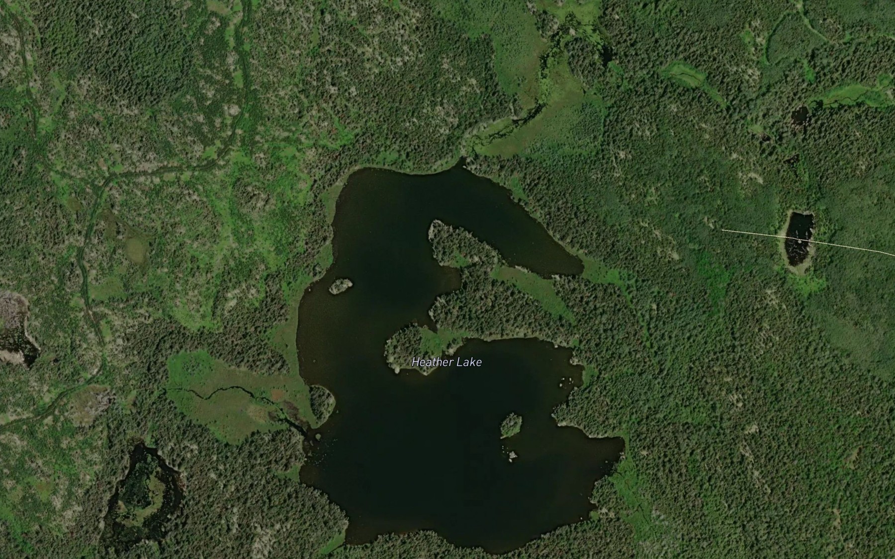Satellite map of the Heather Lake