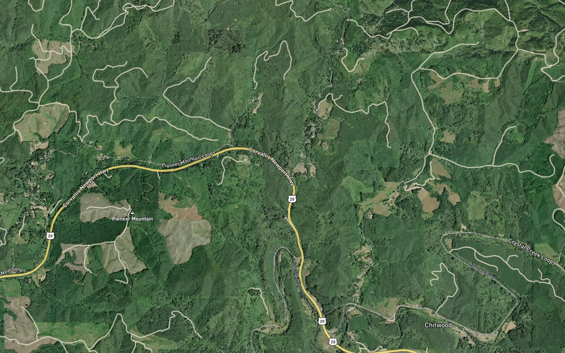 Satellite map of the Klamath Creek