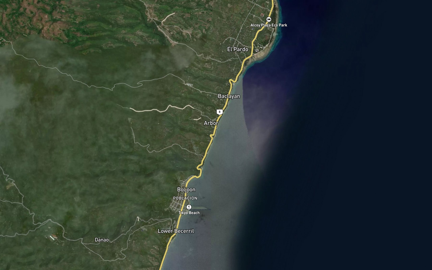 Satellite map of the Cangabo River