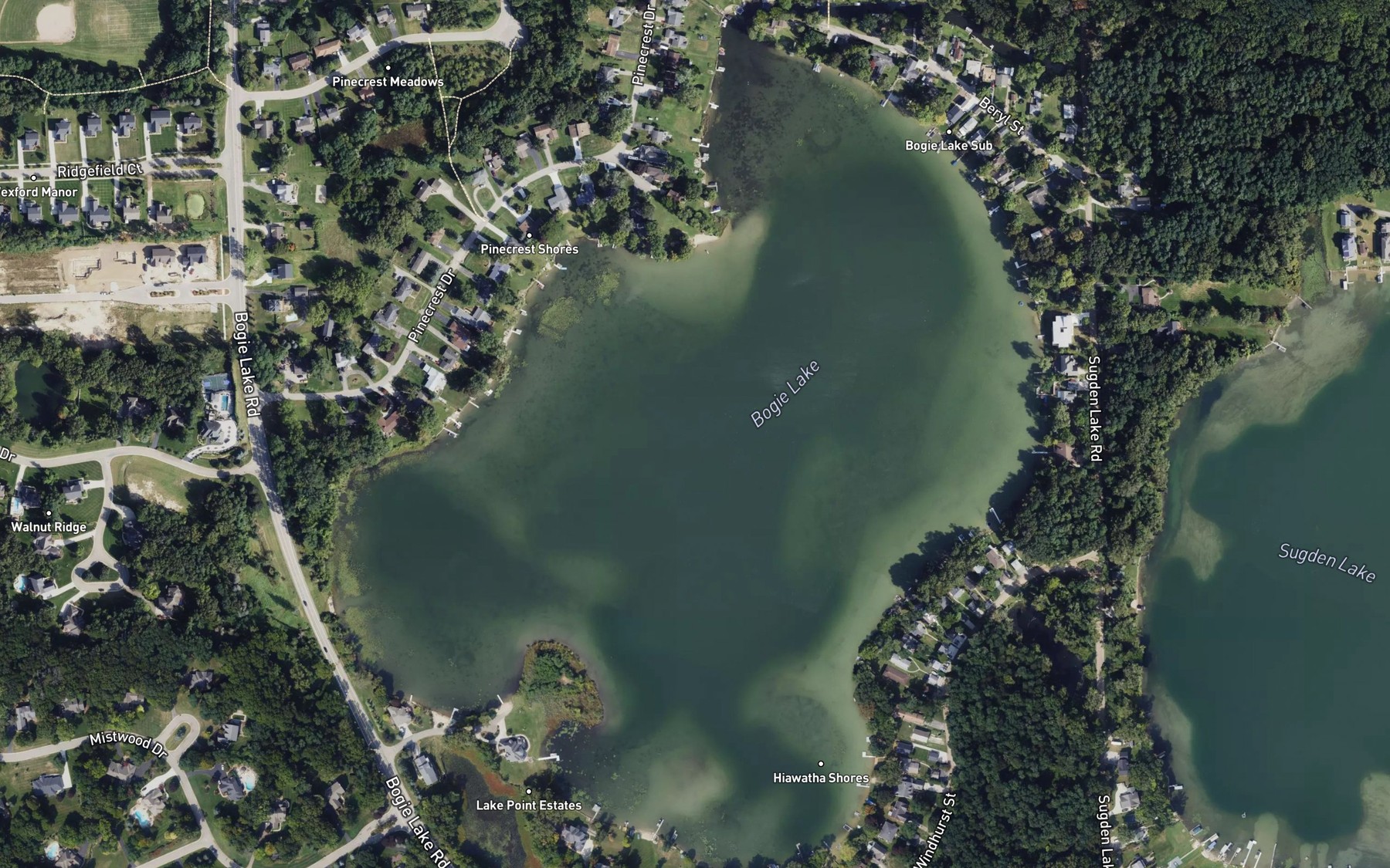 Satellite map of the Bogie Lake