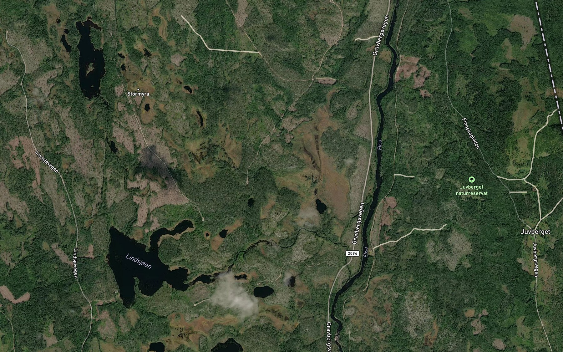 Satellite map of the Skybakkmyrbekken