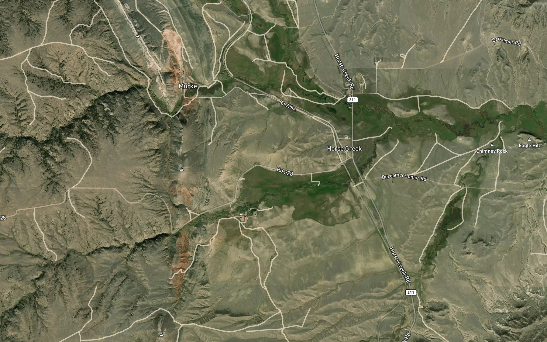 Satellite map of the South Horse Creek Ditch