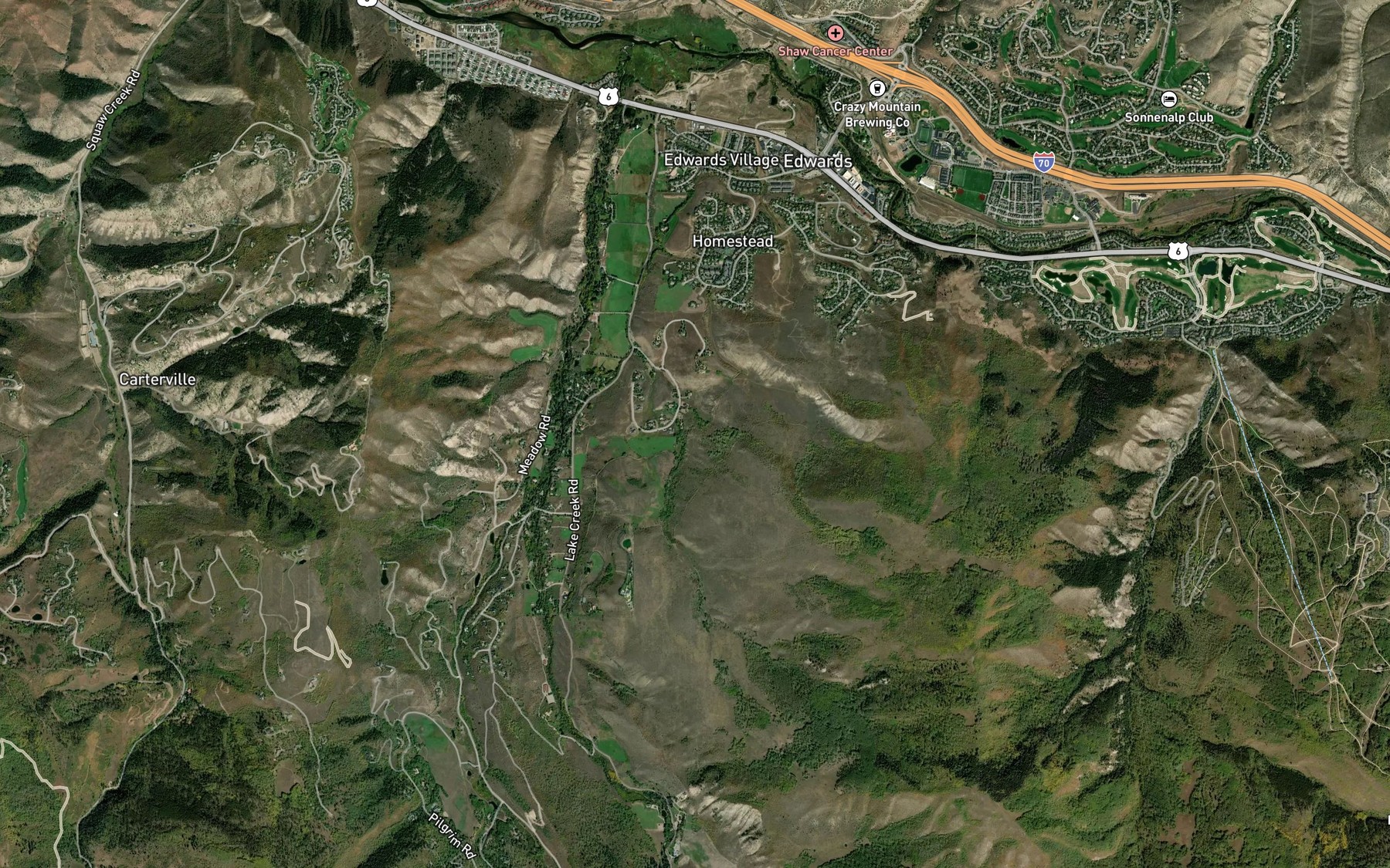 Satellite map of the Creamery Ditch