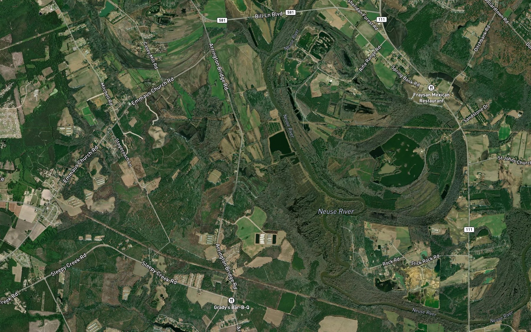 Satellite map of the Pine Level Branch