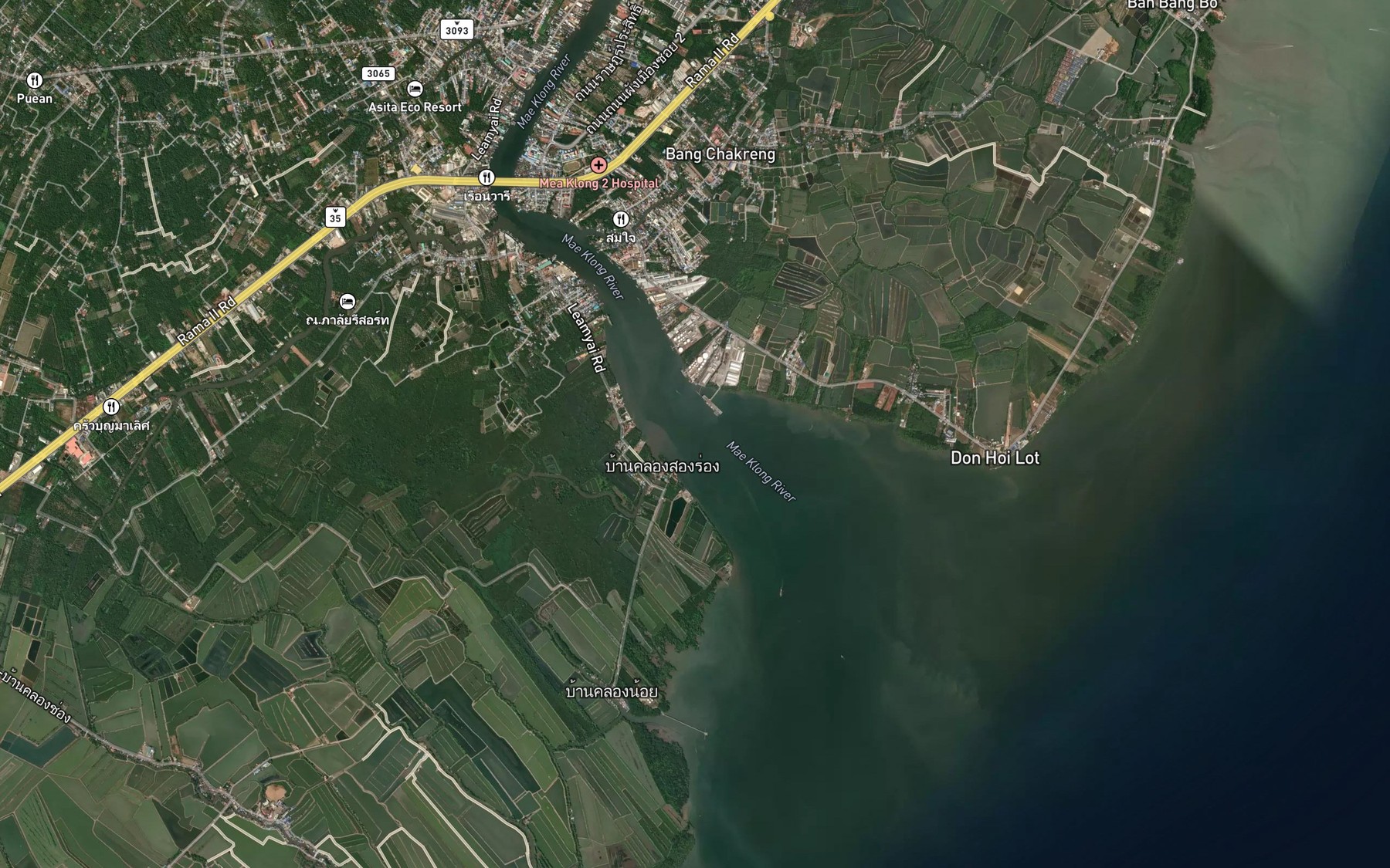 Satellite map of the Mae Nam Mae Klong