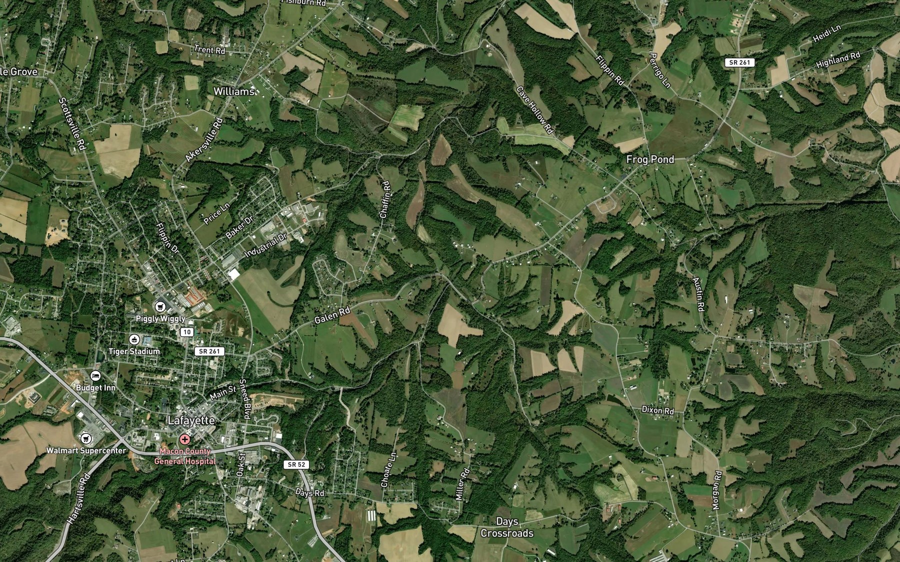 Satellite map of the Town Creek