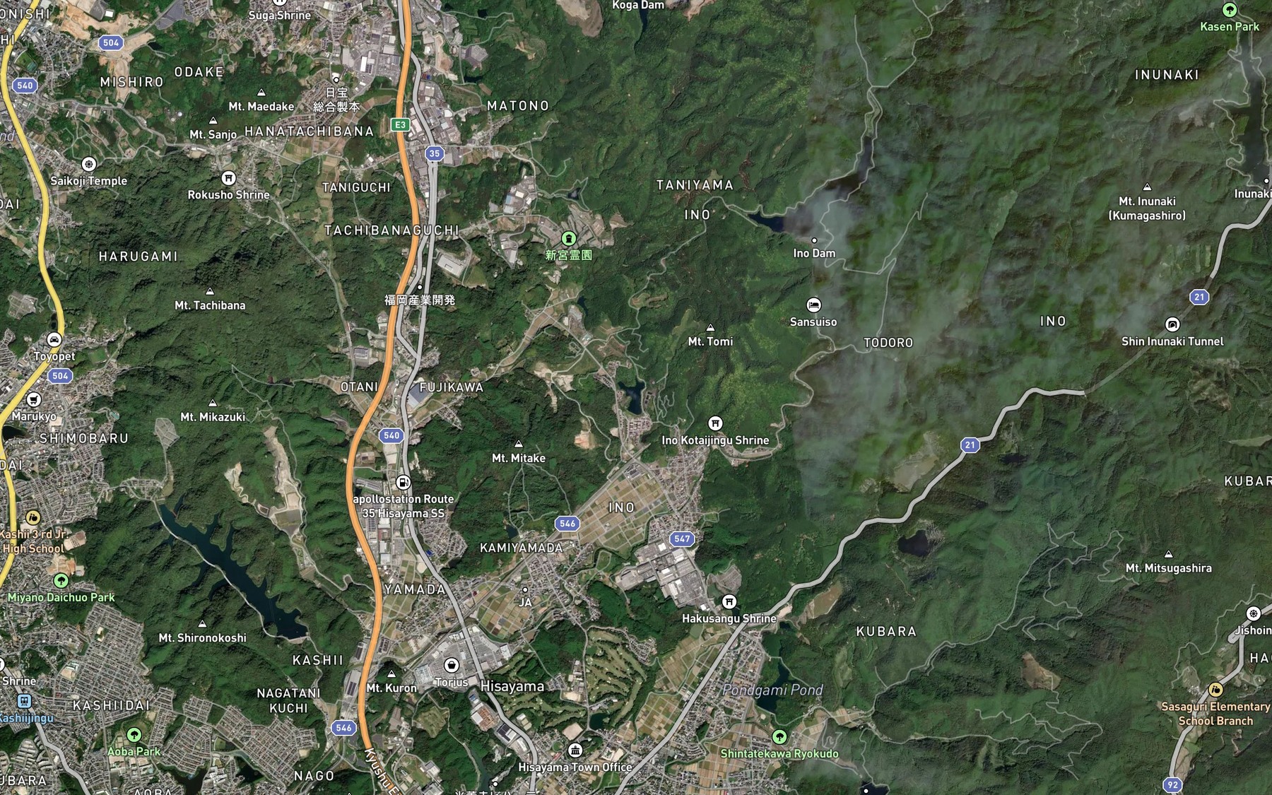 Satellite map of the Kusaba Ike