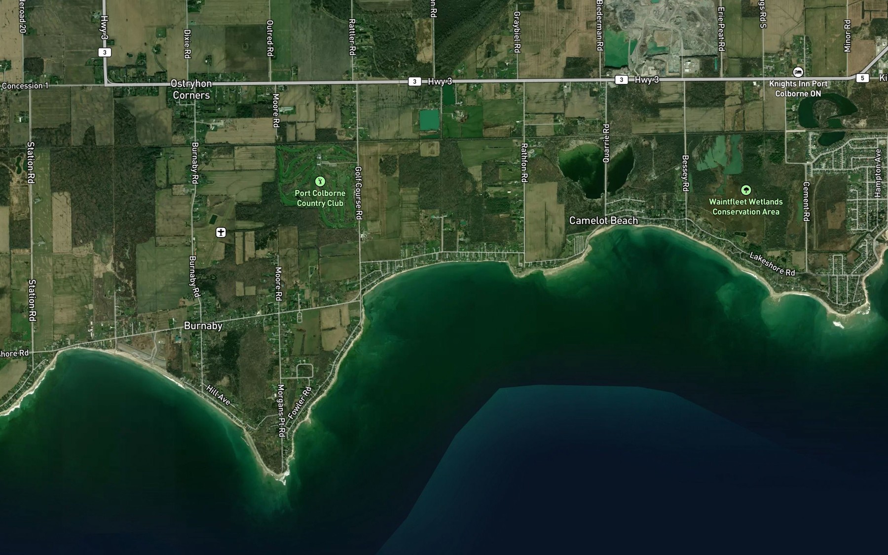 Satellite map of the Sunset Bay