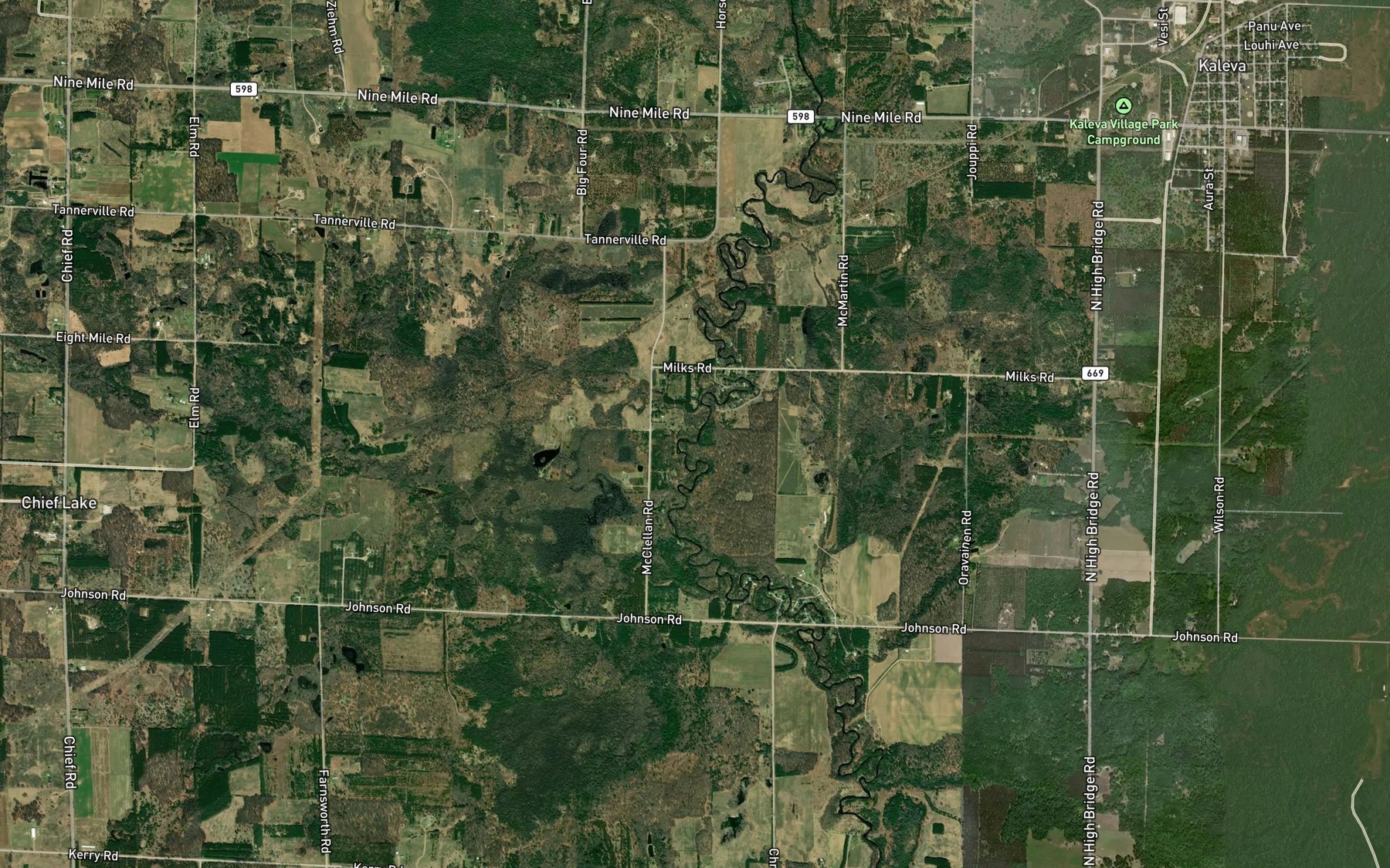 Satellite map of the Williamson Creek
