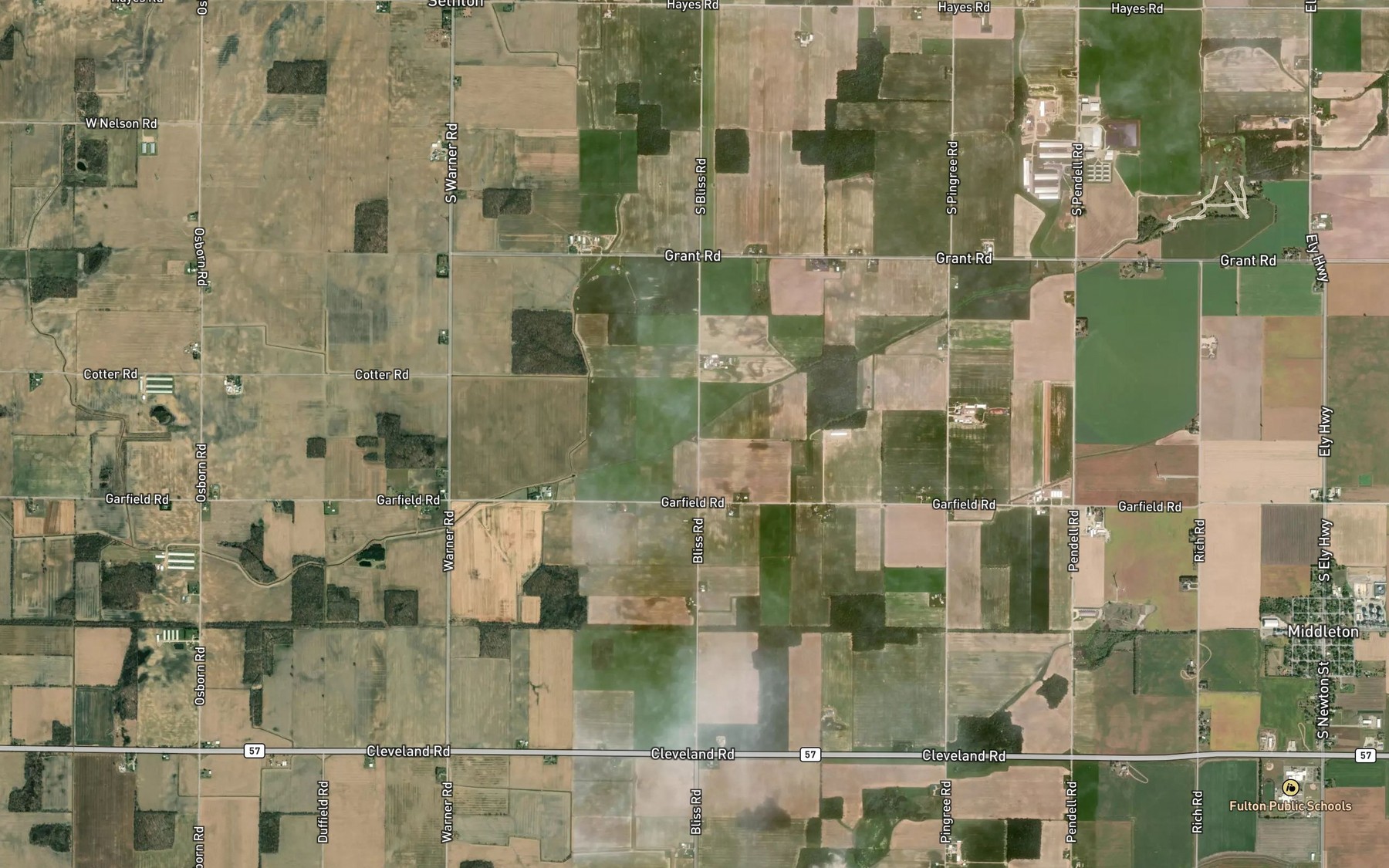 Satellite map of the North Shade Drain
