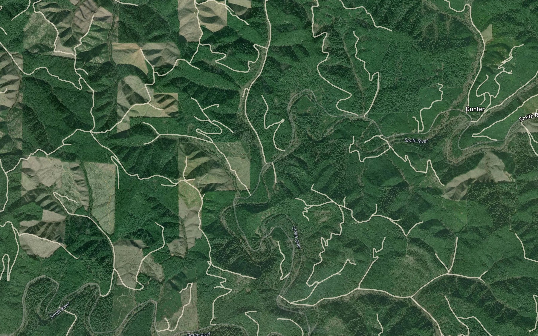 Satellite map of the Yellow Creek