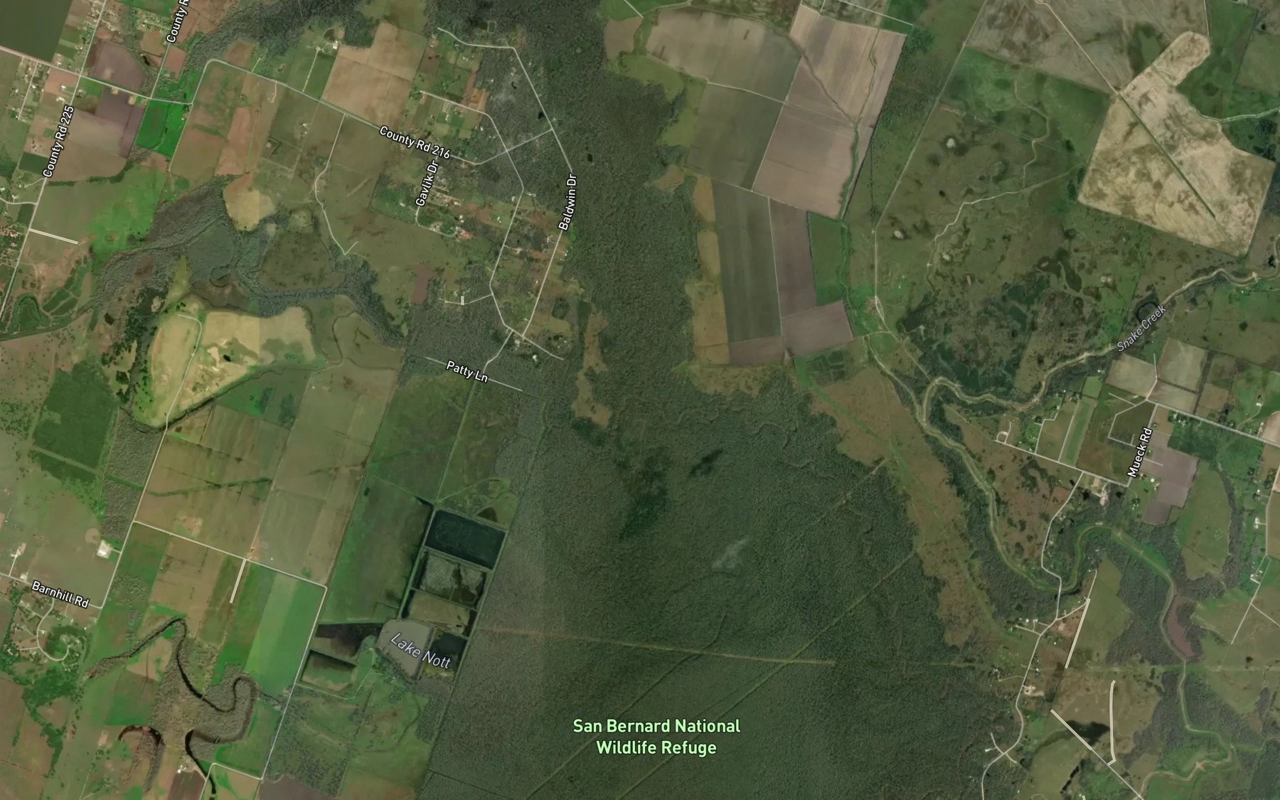 Satellite map of the West Bernard Creek