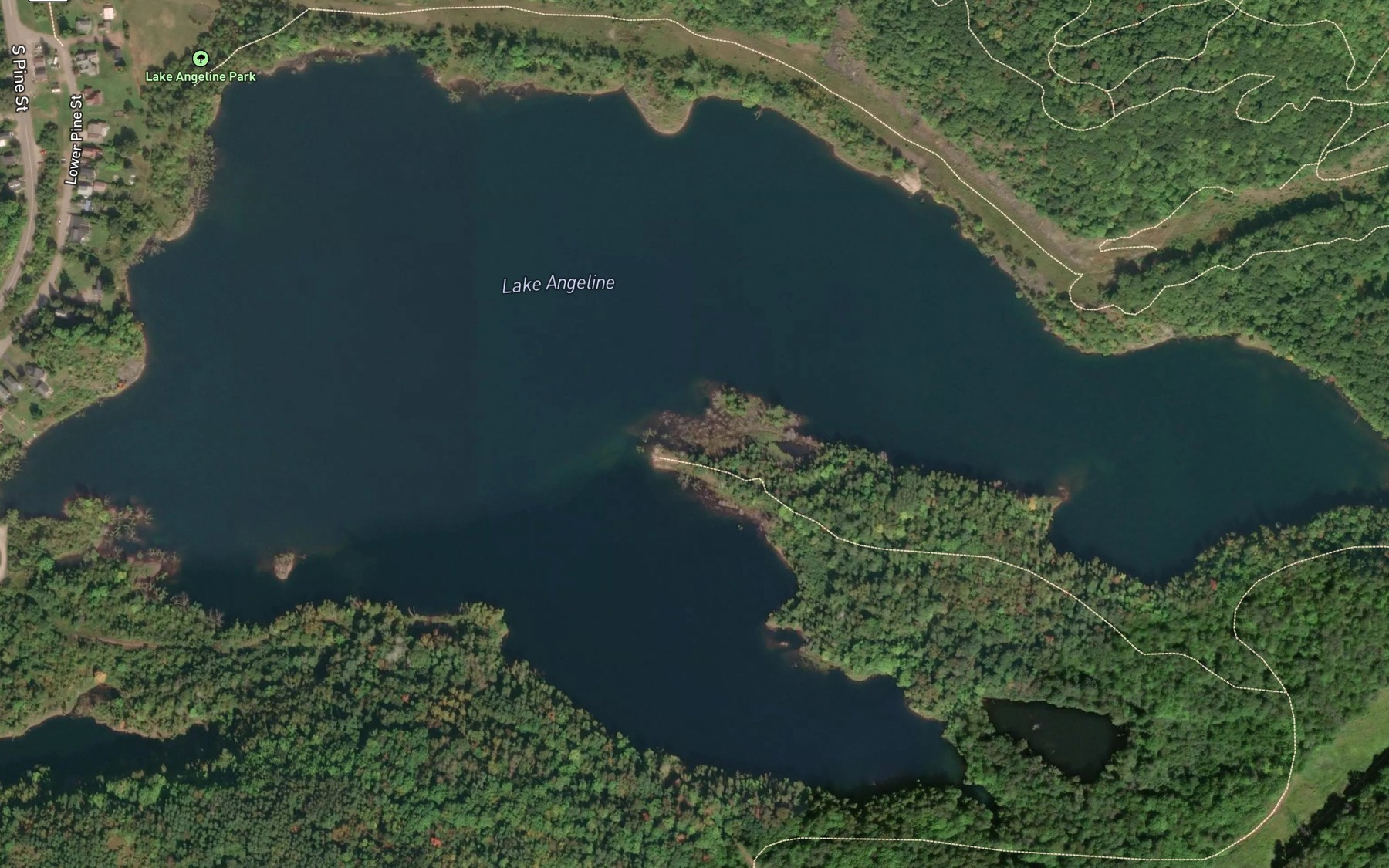 Satellite map of the Lake Angeline