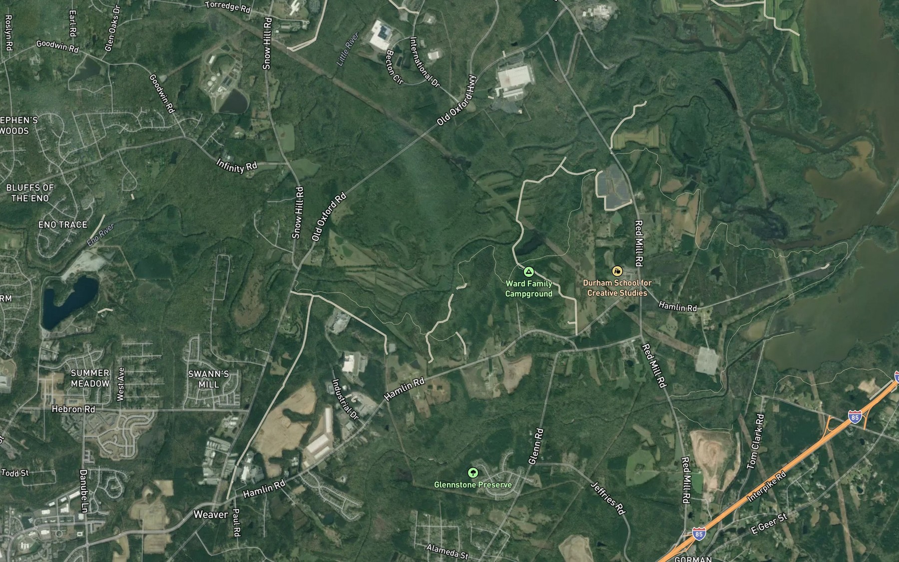 Satellite map of the Little River