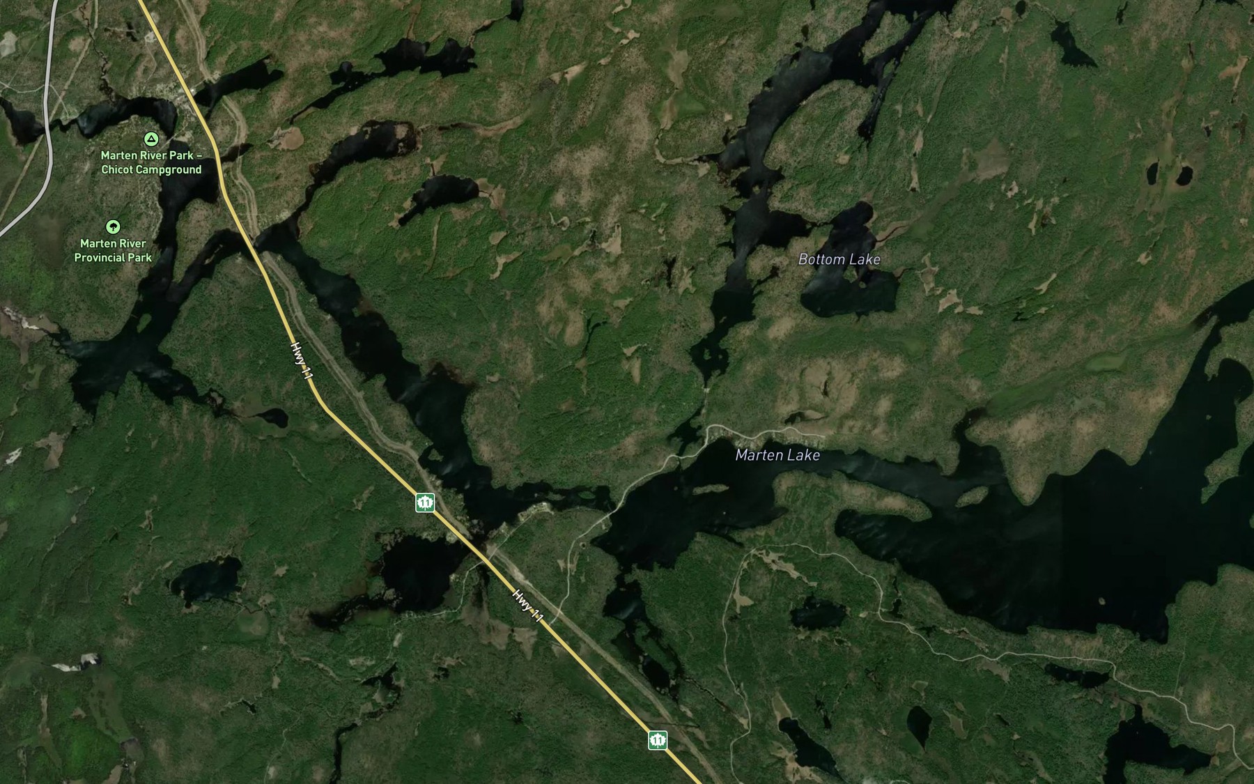 Satellite map of the Marten Lake