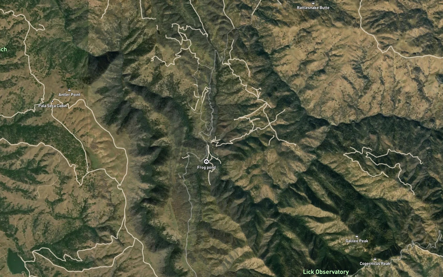 Satellite map of the Mount Hamilton Springs