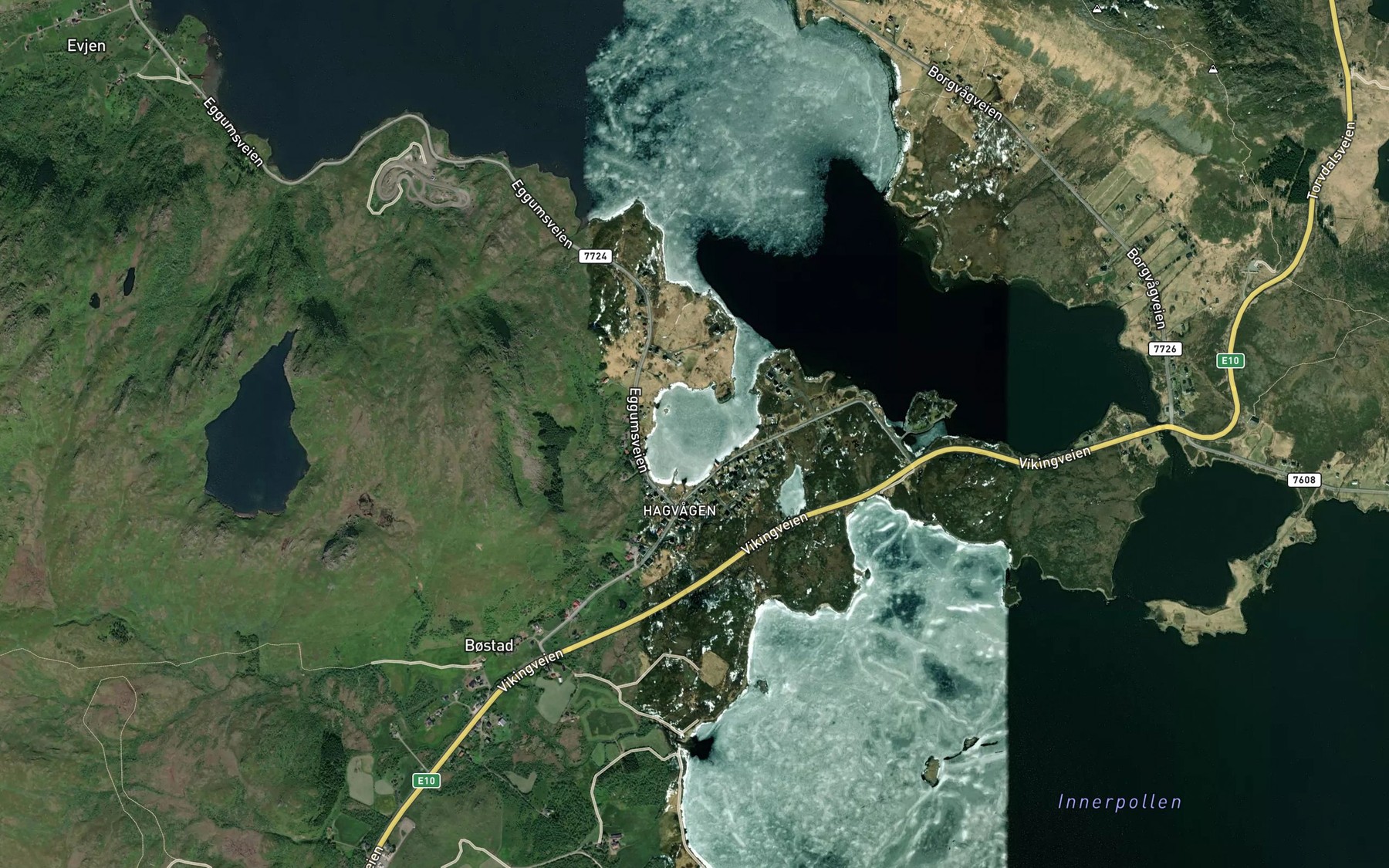 Satellite map of the Hovden