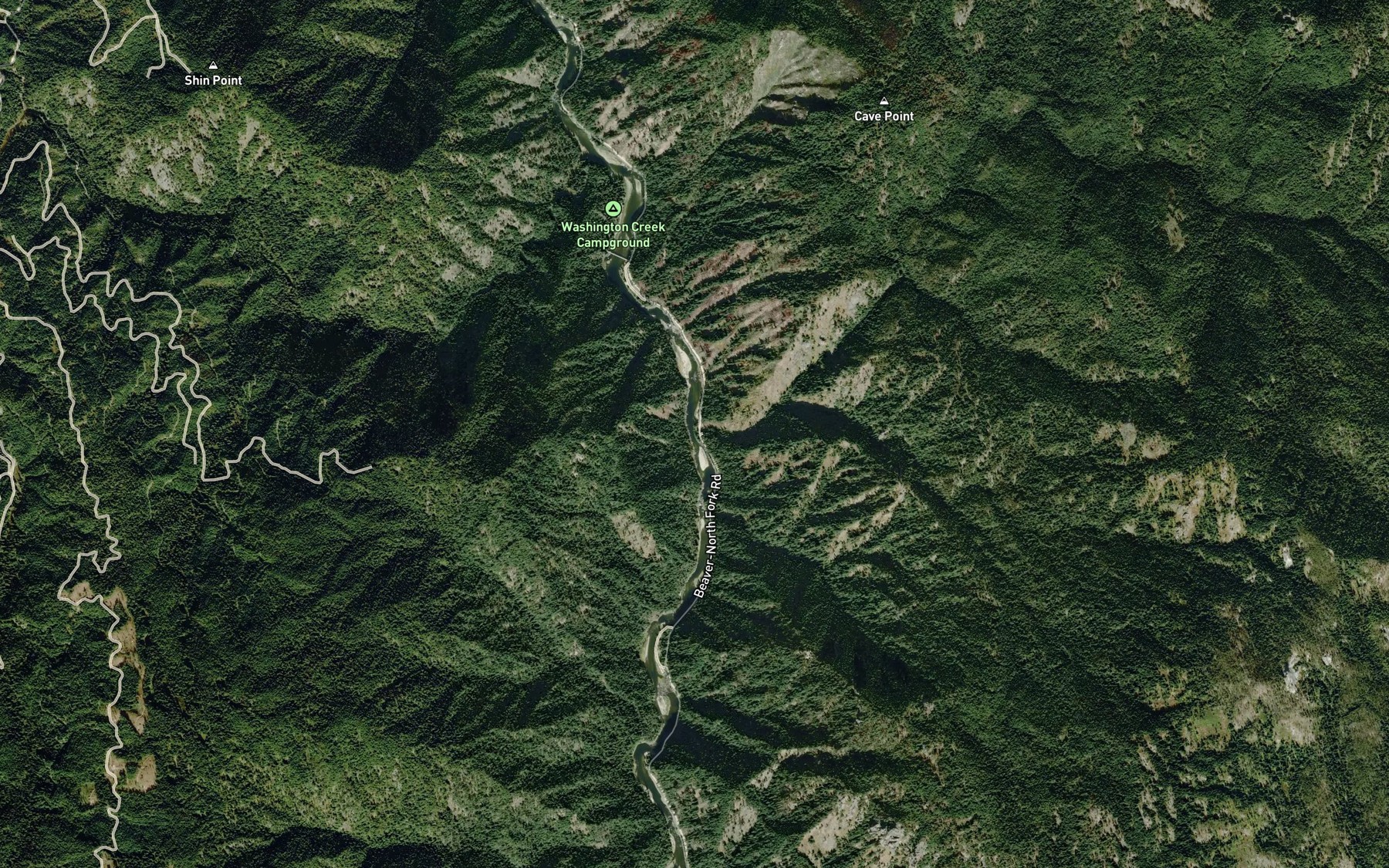 Satellite map of the Cave Creek