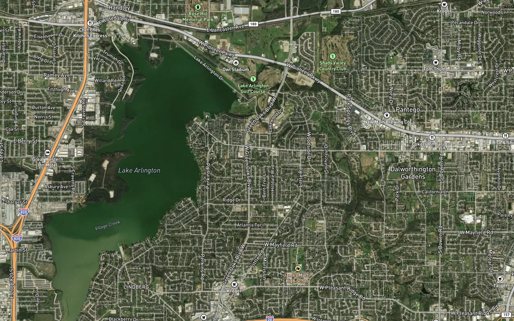 Satellite map of the Lake Greenbriar