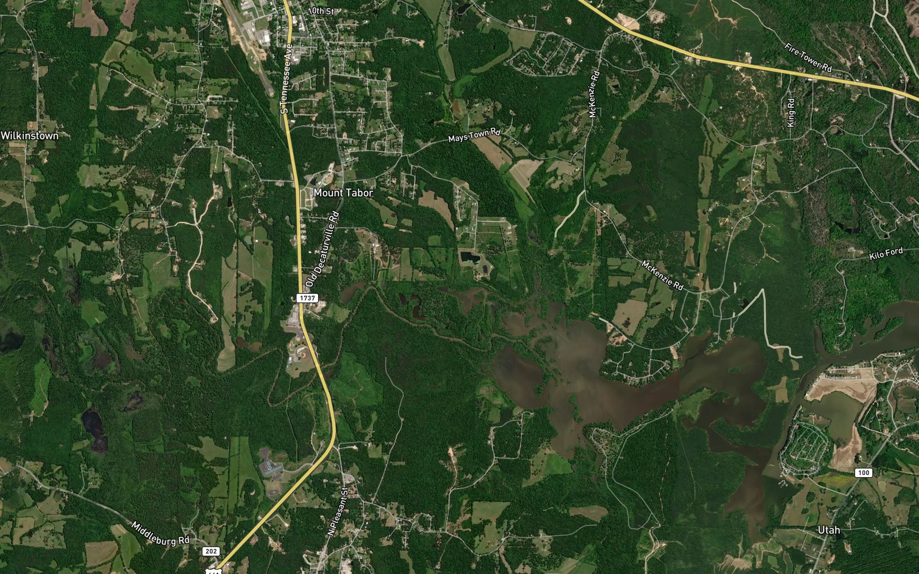 Satellite map of the Adams Branch