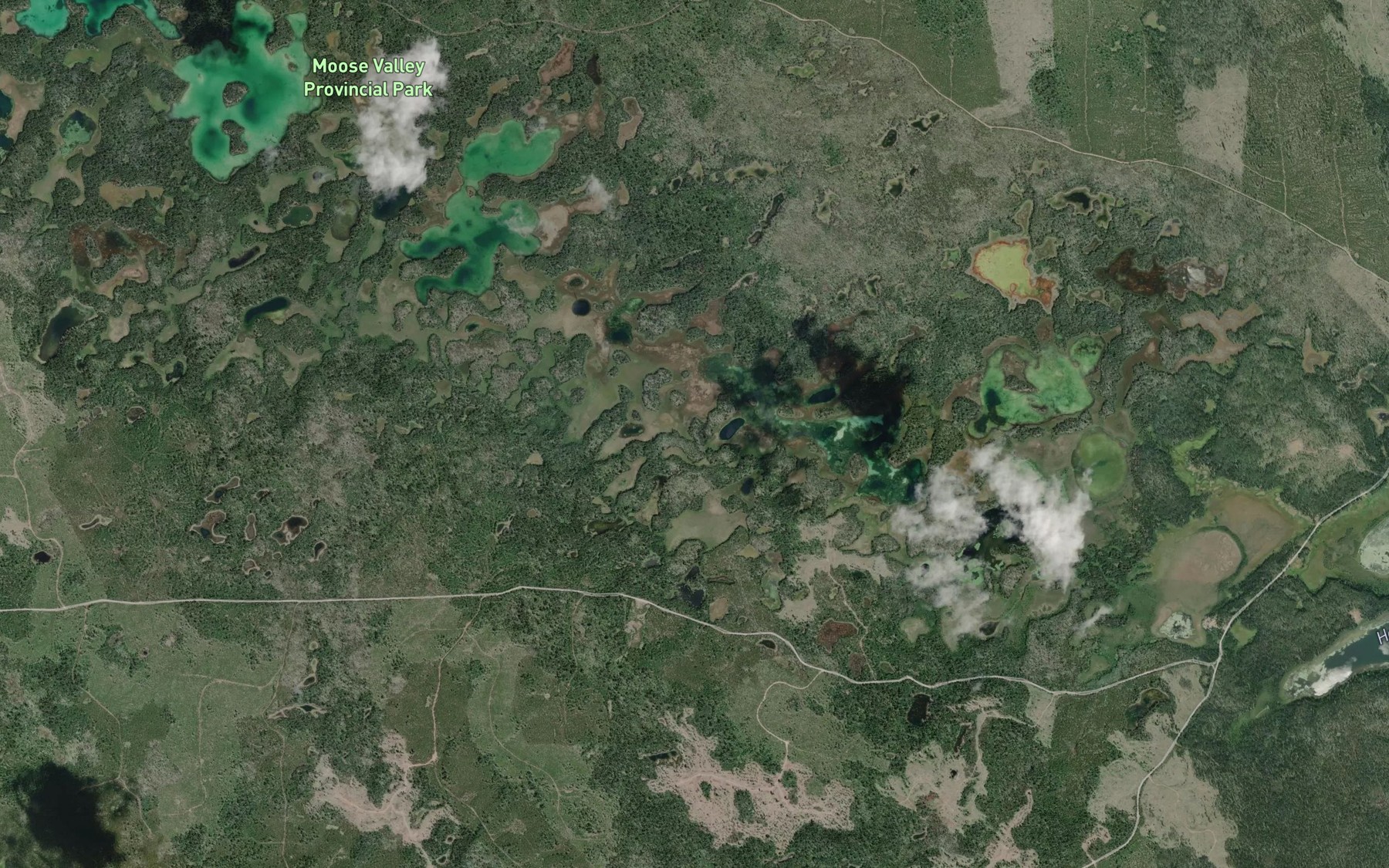 Satellite map of the Beaverlodge Lakes