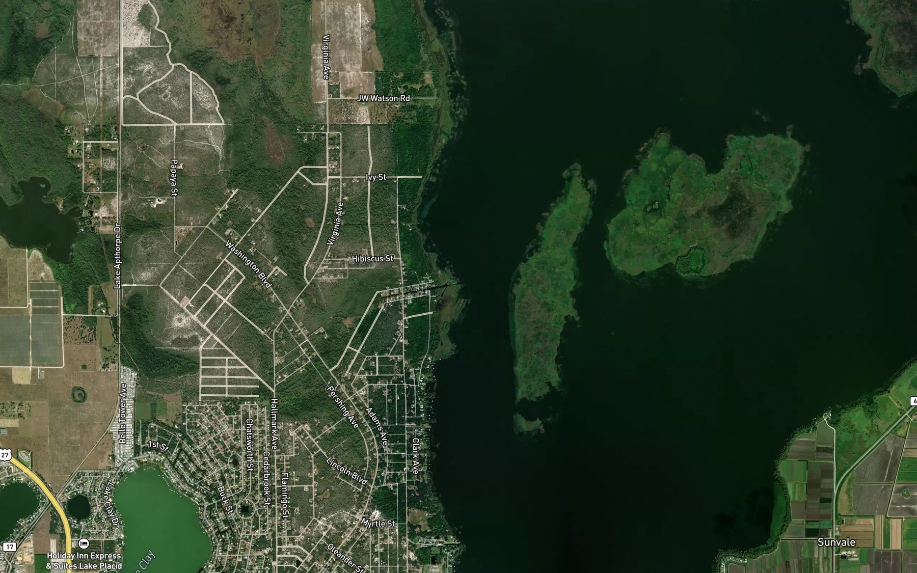 Satellite map of the Boggy Branch
