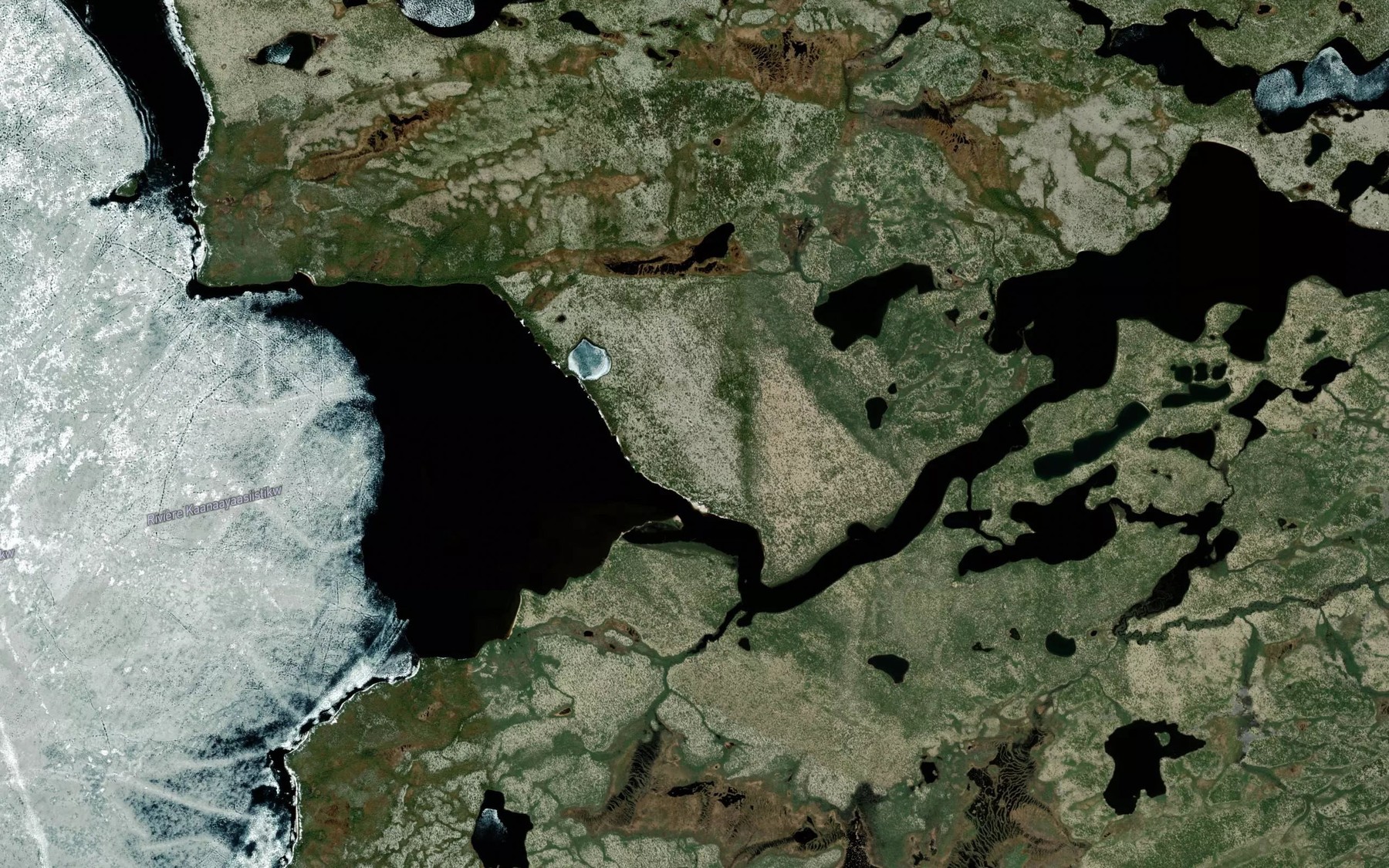 Satellite map of the Riviere Kaanaayaasiistikw